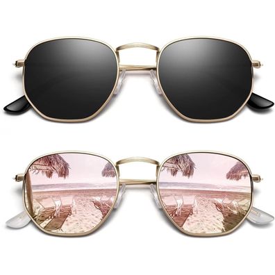 Sonnenbrille Damen Herren polarisiert UV400 2pack gold Grau gold Rosa