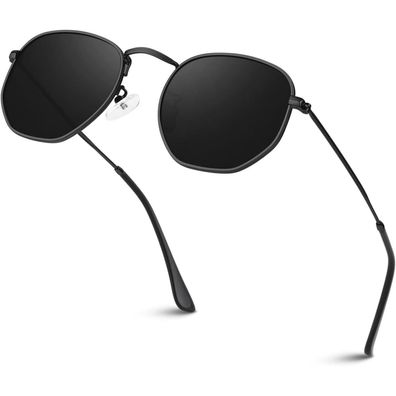 Sonnenbrille Damen Herren polarisiert Schwarz Rahmen Grau Linse