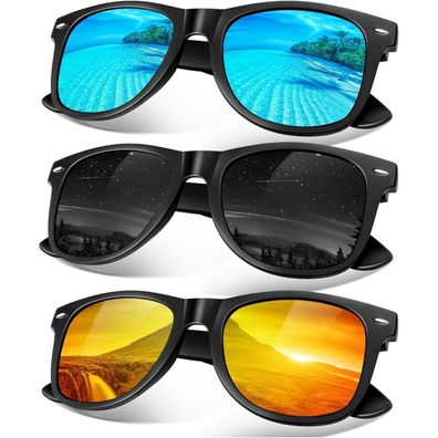 Sonnenbrille 3p Grau Verspiegelte Orange Verspiegelte Eisblaue