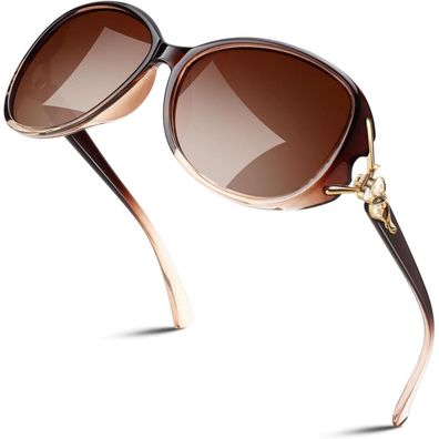 Sonnenbrille Damen Polarisiert Brauner Rahmen Farbverlauf Braun Linse