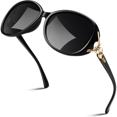 Sonnenbrille Damen polarisiert Schwarz Rahmen Farbverlauf Grau Linse
