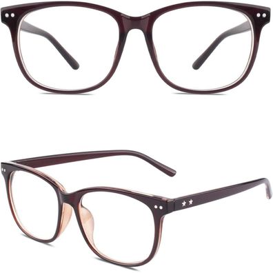 Brille Hornbrille Nerdbrille Fakebrille Damen Herren UV400 1.1 Braun
