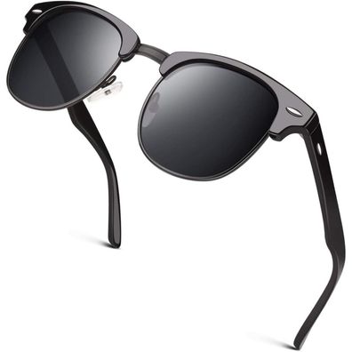Sonnenbrille Halbrahmen 1 Glänzend Schwarz Grau Schwarz Kante