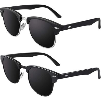 GQUEEN Herren Damen Sonnenbrille Halbrahmen Retro Gestell, Polarisiert, UV400