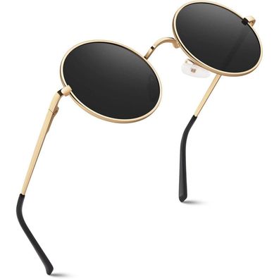 Sonnenbrille Retro Polarisiert UV400 Herren Damen Gold Grau
