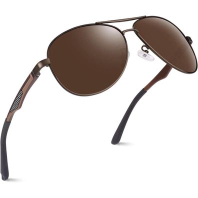 Pilotenbrille Herren Damen Braun Rahmen Braun Verspiegelte Linsen