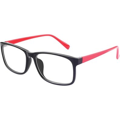 Brille Nerdbrille Fake Ohne Stärke Damen Herren UV400 PO2 Schwarz Rot