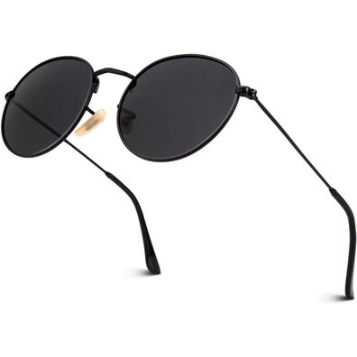 GQUEEN Retro Runde Verspiegelte Polarisierte Sonnenbrille Damen Herren UV400
