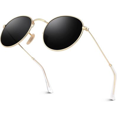 GQUEEN Retro Runde Verspiegelte Polarisierte Sonnenbrille Damen Herren UV400