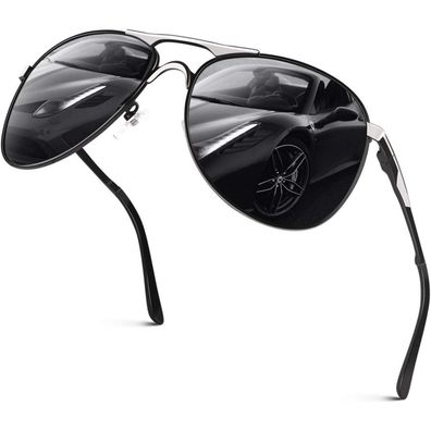 Pilotenbrille polarisiert UV400 Herren Schwarz Rahmen Schwarz Linse