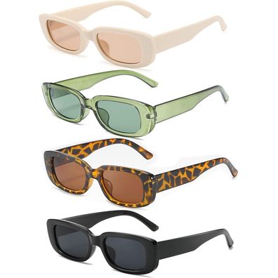 Sonnenbrille Damen rechteckig 90er retro vintage 4er 4 Pack Mix A