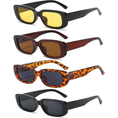Sonnenbrille Damen rechteckig retro 90er Set 4 4 Pack Mix C