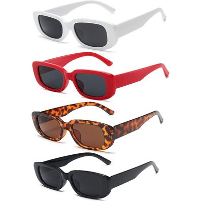 Sonnenbrille Rechteckig Damen Retro 90er 4 Pack Mix D
