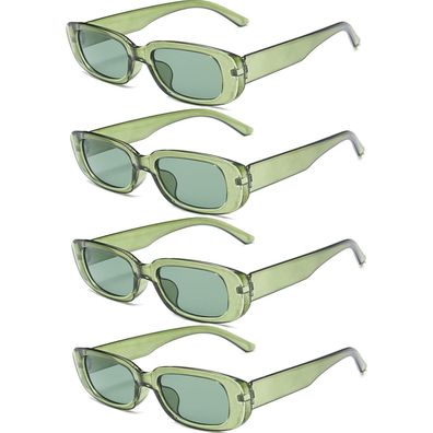 Sonnenbrille Damen rechteckig 90er retro Set 4 Transparentes Grün