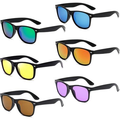 Unning 6er Set Neon Sonnenbrillen - Bunt, Vintage, Lustig, Partybrillen für Damen
