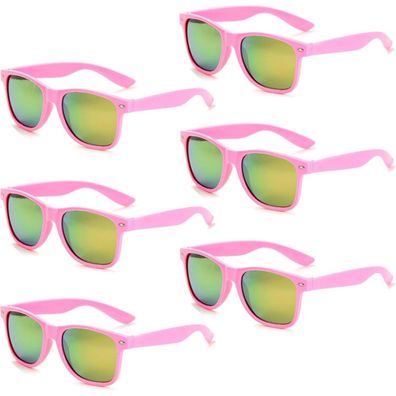 Unning 6er Set Bunte Neon Sonnenbrillen - Vintage Party Brillen für Damen und