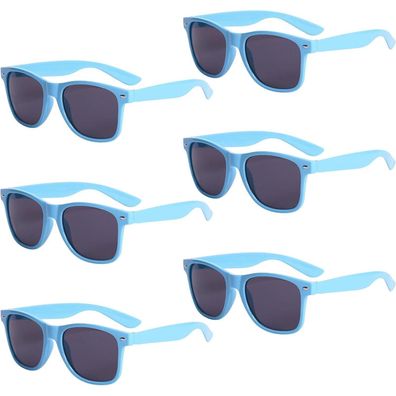 Sonnenbrillen 6er Set bunt neon lustig vintage Herren Blue-dark Lens