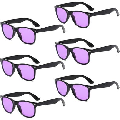 Sonnenbrille 6er Set Herren Damen Party Mirror Purple