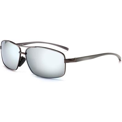 Sonnenbrille Herren Gunmetal Rahmen Silber Verspiegelt Linse