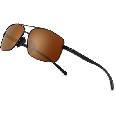 Sonnenbrille Herren polarisierte UV400 CAT Schwarz Rahmen Braun Linse
