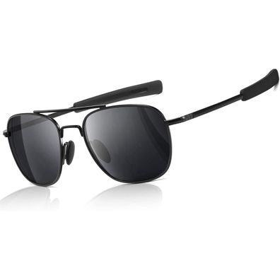 Sonnenbrille Herren Polarisierte Pilot Bajonetttempel Schwarz Grau