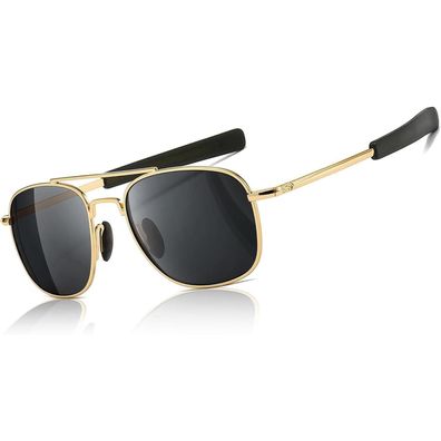 Sungait Herren Militär Sonnenbrille Pilot Style - Polarisierte Graue Linse,