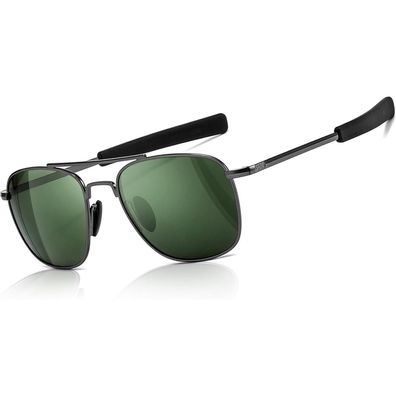 Sonnenbrille Herren Militär Gunmetal-rahmen Dunkelgrüne Linse