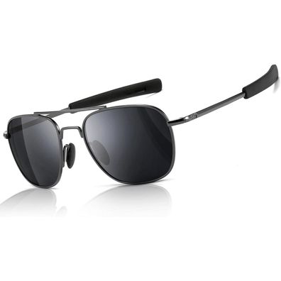 Sonnenbrille Herren Polarisierte Pilot Bajonetttempel Gunmetal Grau