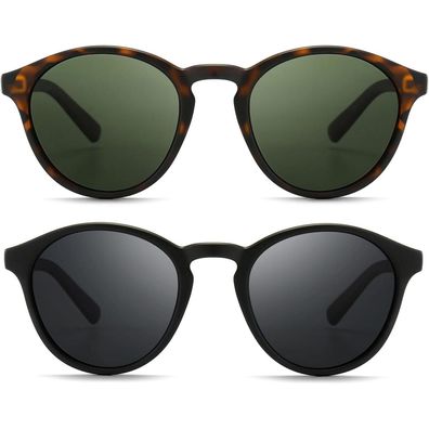 Sungait Damen Retro Polarisierte Sonnenbrille, Vintage Round Style mit TR90 Rahmen,
