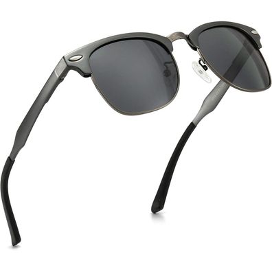 Sungait Retro Runde Halbrandlose Polarisierte Sonnenbrille für Damen und Herren