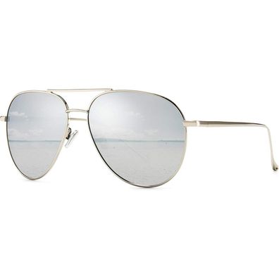 Sonnenbrille Silberrahmen Silber Verspiegelt Linse 60 Millimeter