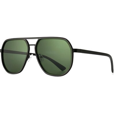 Sonnenbrille Gunmetal-rahmen Splitterfarbener Rand Grüne Linse