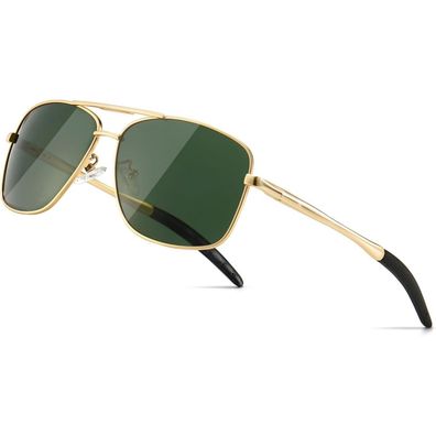 Sonnenbrille Herren Polarized Gold Rahmen Dunkelgrün Linse