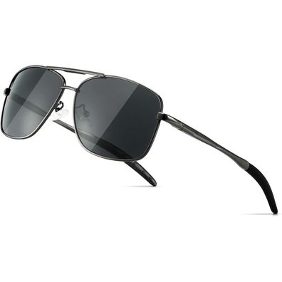 Sonnenbrille Herren Polarized Metall Gunmetal Rahmen Graue Linse