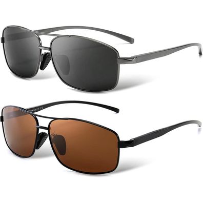 Sonnenbrille Schwarzer Rahmen Braunes Glas Gunmetal Rahmen Graue Linse