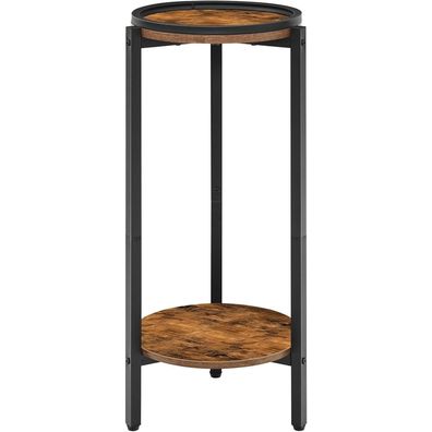 Kleiner runder Beistelltisch Vintagebraun-Schwarz 2-stufiger Sofatisch