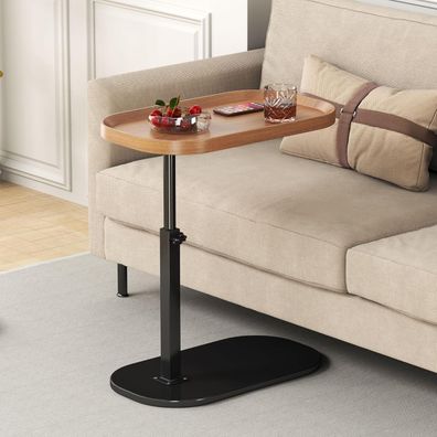 Beistelltisch C Form Höhenverstellbar Holz Sofa Modern Nussbaum