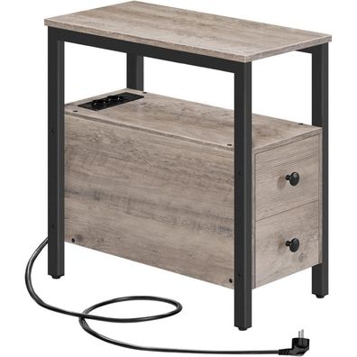 HOOBRO Beistelltisch mit Ladestation 2 Schubladen USB Steckdose Nachttisch