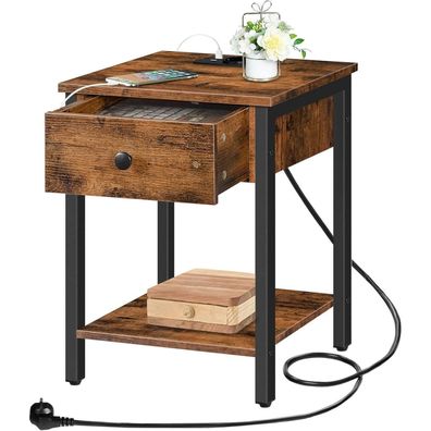 HOOBRO Nachttisch mit Ladestation USB-Anschlüssen Schublade Ablage