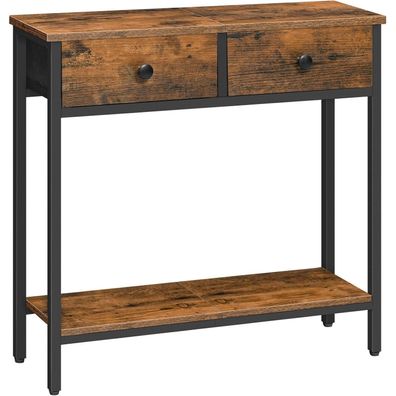 HOOBRO Konsolentisch schmaler Beistelltisch mit 2 Stoffschubladen 75 cm