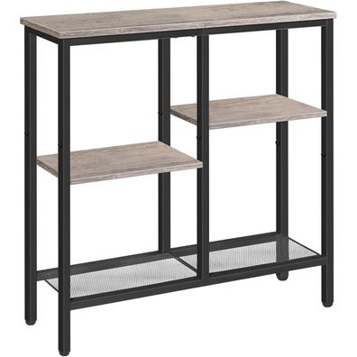 Kompakter Schmaler Konsolentisch Greige-Schwarz 75cm mit 4 Regalen