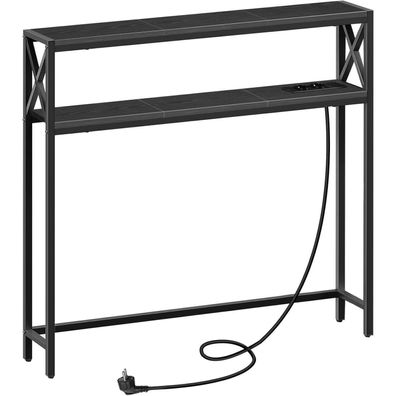Hochwertiger Konsolentisch mit Steckdosen und USB, 100 cm, Schwarz