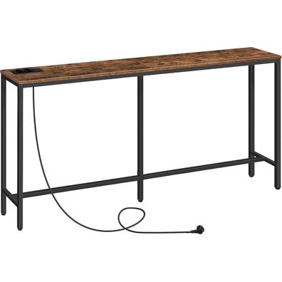 Konsolentisch mit Ladestation USB-Anschlüssen 160cm Vintagebraun