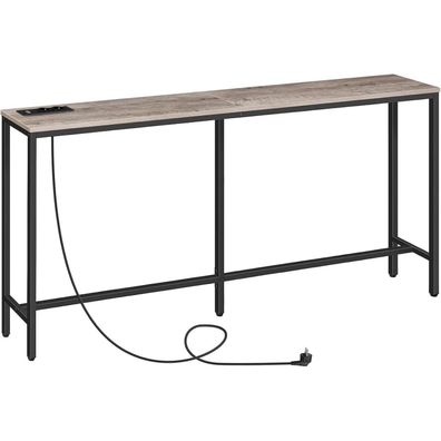 Konsolentisch Ladestation 180 cm schmal USB-Anschlüssen Grau