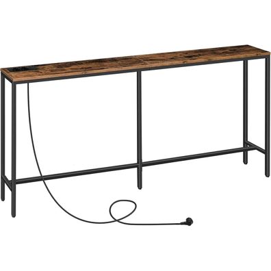 Schmaler Konsolentisch 180 cm Ladestation USB Vintagebraun