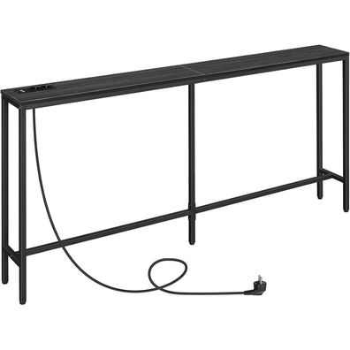 Konsolentisch mit Ladestation 180 cm schwarz Schmaler Sofatisch USB-Anschlüssen