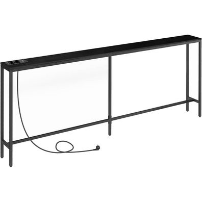 Konsolentisch mit Ladestation 200 cm USB-Anschlüssen Sofa Eingang Flur Schwarz