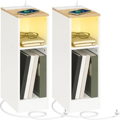 Beistelltische Ladestation 2er-Set Nachttische Sensor-LED-Licht Couchtische