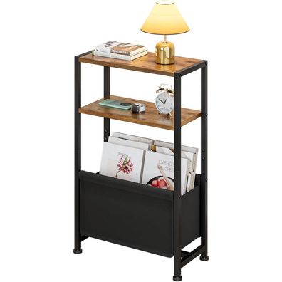 3-stöckiger Beistelltisch Holz Oxford-Gewebekorb 40x18x65cm