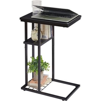 YMYNY Beistelltisch Kaffeetisch C-Form Industrie Design Schwarz 40x26x61.5cm